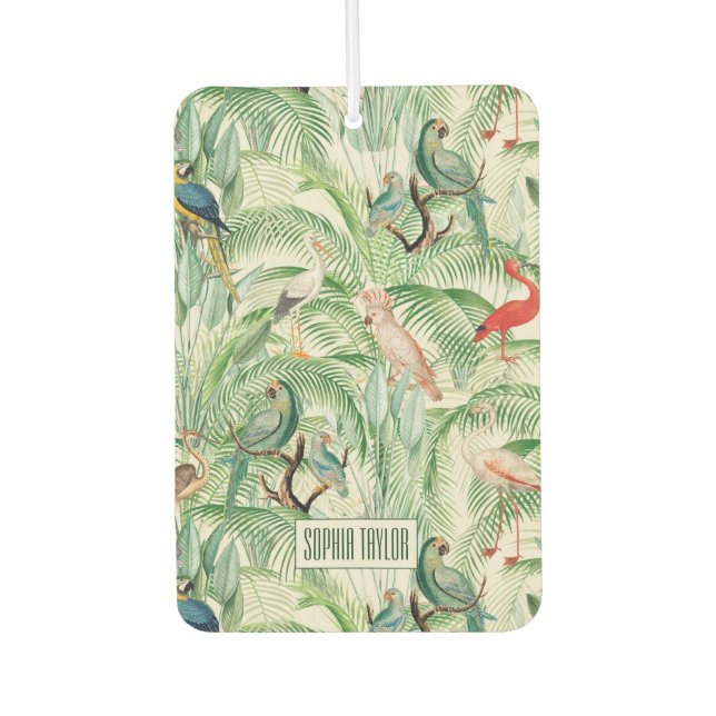 Vintage Tropical Birds and Palm leaves Air Freshener (Front)