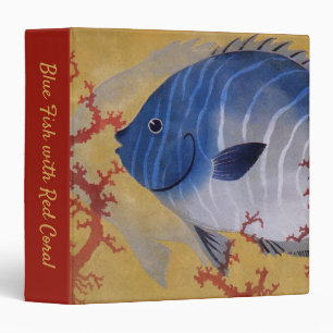 Vintage Tropical Blue Fish Coral Marine Ocean Life Binder