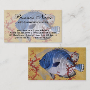Vintage Tropical Blue Fish Coral Marine Ocean Life Business Card