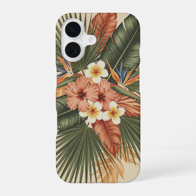 Vintage Tropical Botanical Composition iPhone 16 Case (Back)