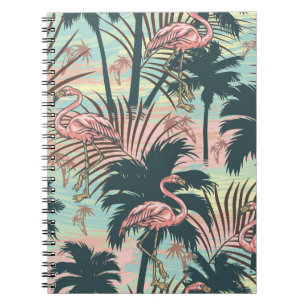 Vintage tropical colourful seamless pattern with p notebook