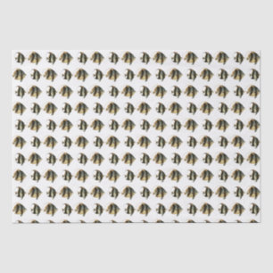 Vintage Tropical Fish Drawing Black Silver Gold Tissue Paper