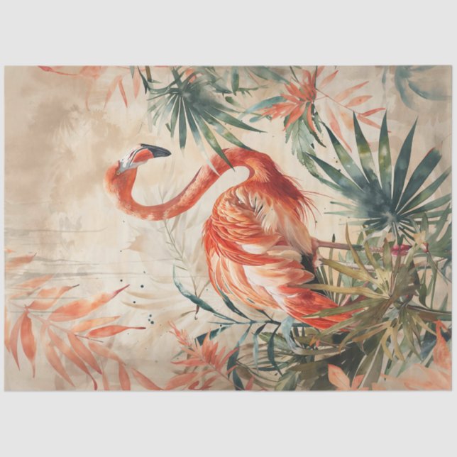 Vintage Tropical Flamingo Tissue Paper (Front)