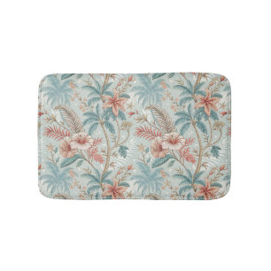 Vintage Tropical Floral Coastal Elegance Design Bath Mat