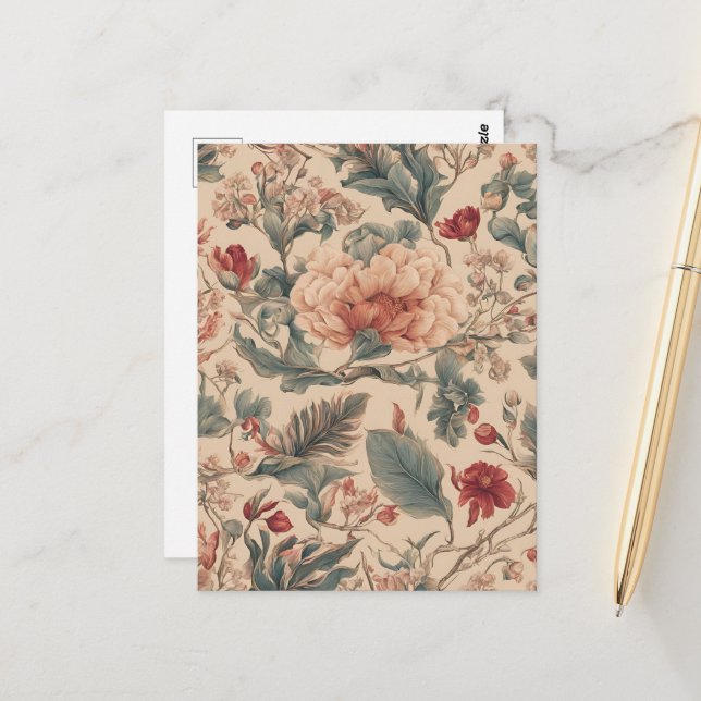 Vintage Tropical Floral Flowers Antique Postcard (Front/Back In Situ)