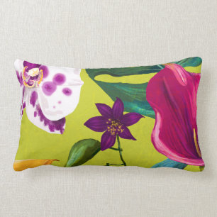 Vintage tropical flower cushion