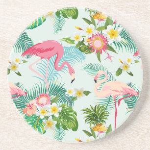 Vintage Tropical Flowers And Birds Coaster