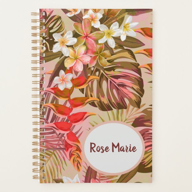 Vintage Tropical Flowers Personalized Planner (Front)