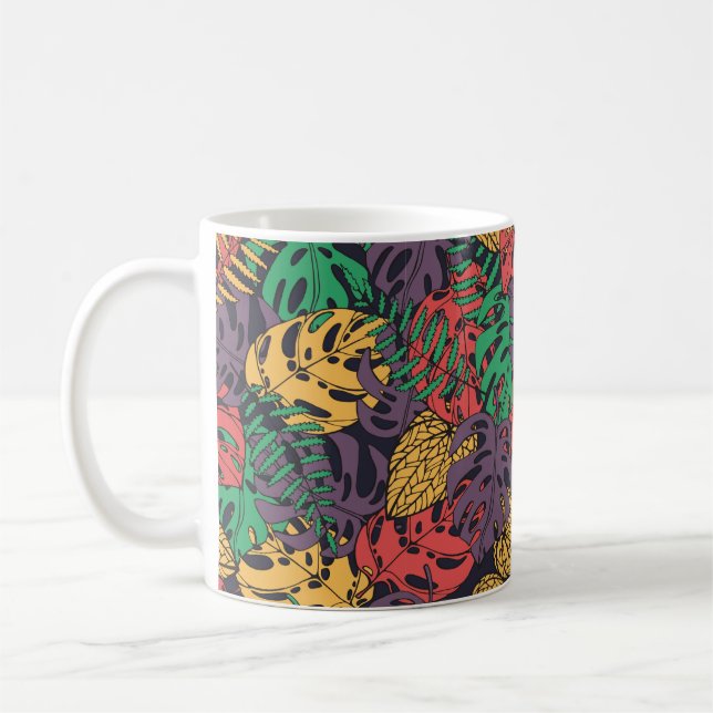 Vintage tropical flowers seamless pattern coffee mug (Left)