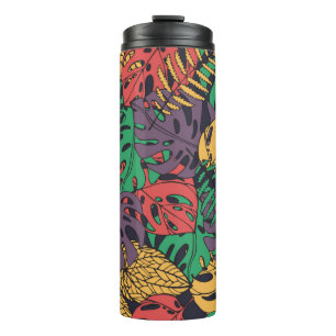 Vintage tropical flowers seamless pattern thermal tumbler