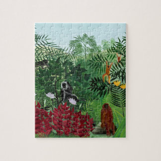 Vintage Tropical Forest Monkeys Illustration Art Jigsaw Puzzle