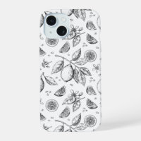 Vintage Tropical Fruit Lemon Floral Pattern