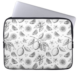 Vintage Tropical Fruit Lemon Floral Pattern Laptop Sleeve