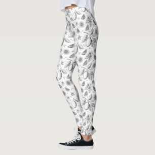 Vintage Tropical Fruit Lemon Floral Pattern Leggings