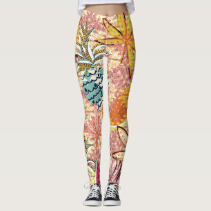 Vintage Tropical Fruit Pattern Leggings