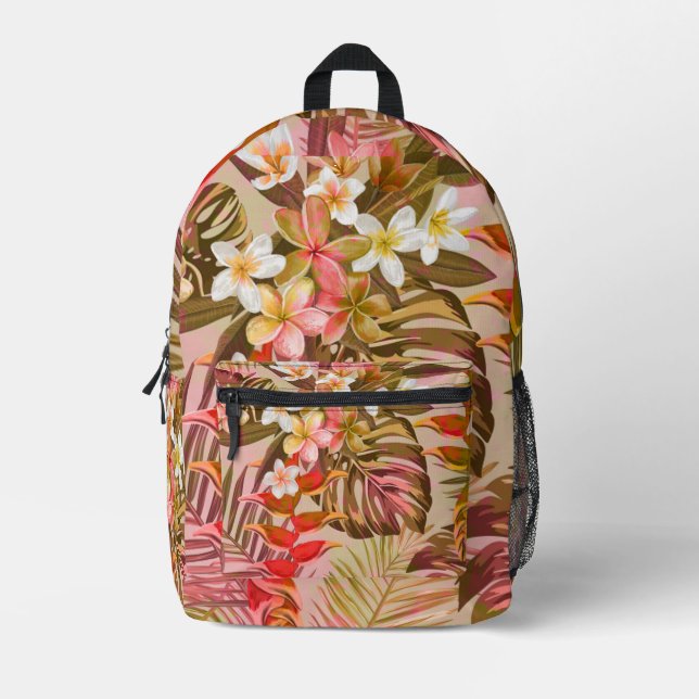 Vintage Tropical Garden Pattern Reversible Printed Backpack (Front)