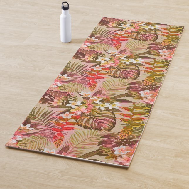 Vintage Tropical Garden Pattern Reversible Yoga Mat (In Situ)