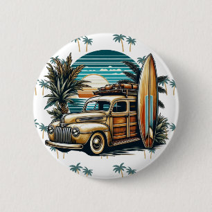 vintage tropical/Hawaiian surf truck 2 Inch Round Button