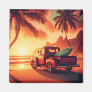 vintage tropical/Hawaiian surf truck Magnet