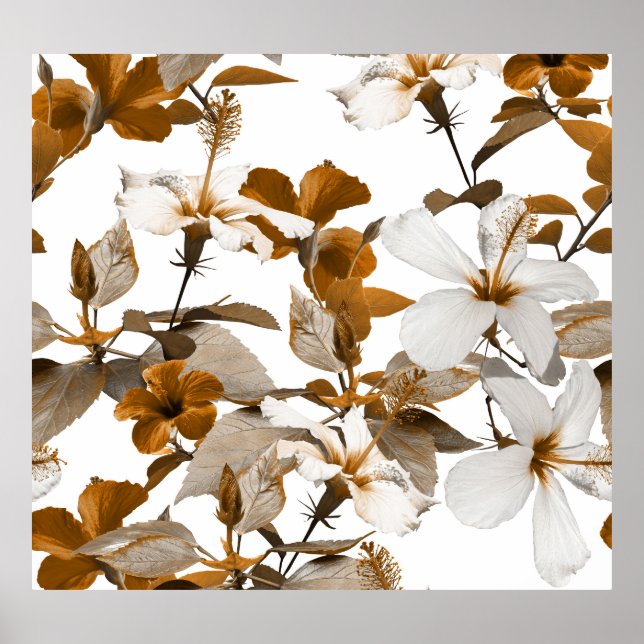 Vintage Tropical Hibiscus: Photo Collage Pattern Poster (Front)