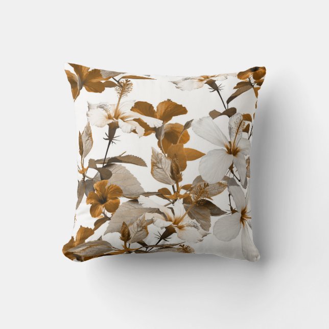 Vintage Tropical Hibiscus: Photo Collage Pattern Throw Pillow (Front)