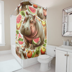 Vintage Tropical Hippopotamus Pattern