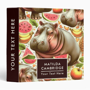 Vintage Tropical Hippopotamus Pattern Binder