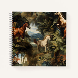 Vintage Tropical Horse Pattern Elegant Equestrian  Notebook