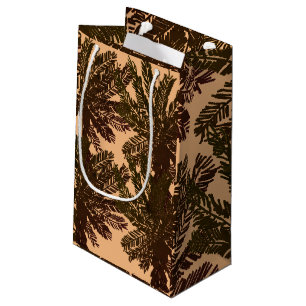 Vintage Tropical Island Palm Leaves Brown & Green Small Gift Bag
