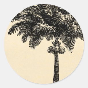 Vintage Tropical Island Palm Tree Template Blank Classic Round Sticker