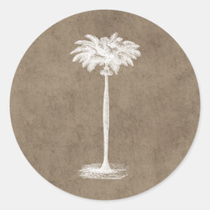 Vintage Tropical Island Palm Tree Template Blank Classic Round Sticker