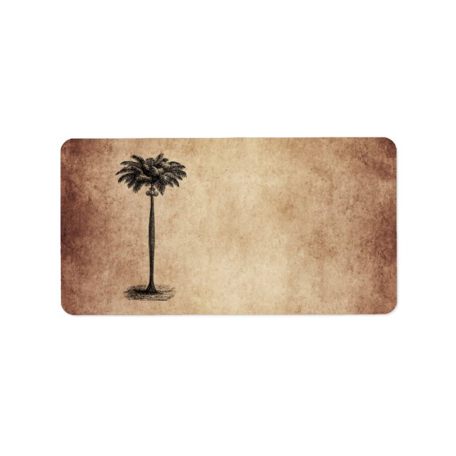 Vintage Tropical Island Palm Tree Template Blank Label (Front)