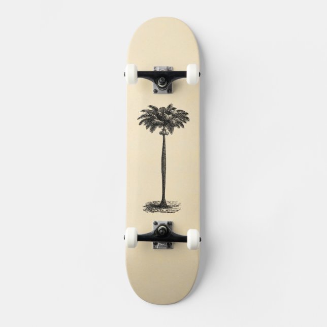 Vintage Tropical Island Palm Tree Template Blank Skateboard (Front)