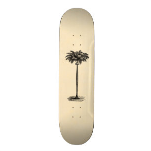 Vintage Tropical Island Palm Tree Template Blank Skateboard