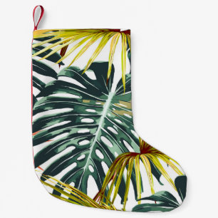 Vintage Tropical Jungle Leaves Pattern Small Christmas Stocking