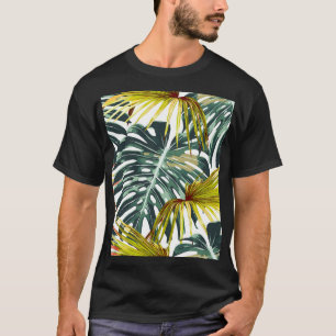 Vintage Tropical Jungle Leaves Pattern T-Shirt