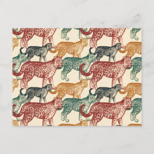 Vintage Tropical Jungle Wild Stalking Leopard Holiday Postcard
