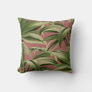 Vintage Tropical Palm Throw Pillow
