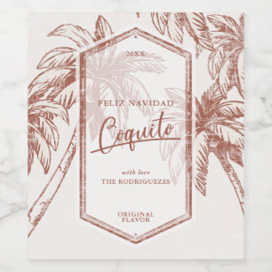 Vintage Tropical Palm Tree Coquito Wine Label