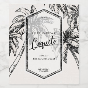 Vintage Tropical Palm Tree Coquito Wine Label