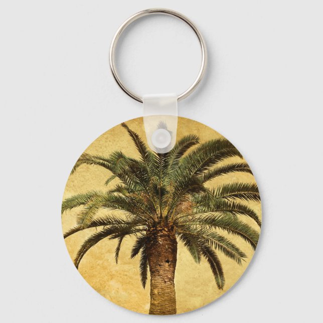 Vintage Tropical Palm Tree Keychain (Front)