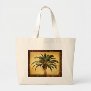 Vintage Tropical Palm Tree Large Tote Bag