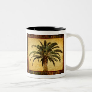 Vintage Tropical Palm Tree Two-Tone Coffee Mug