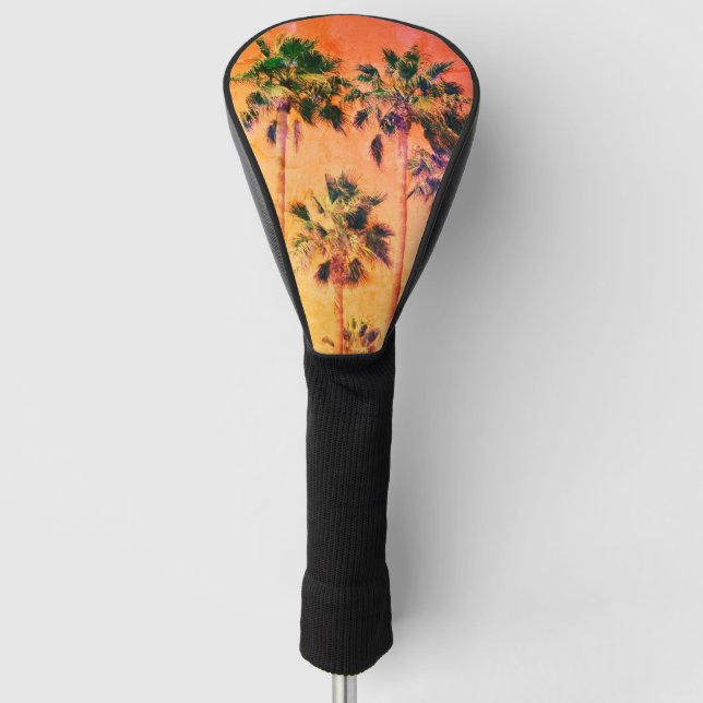 Vintage Tropical Palms Golf Head Cover (Front)
