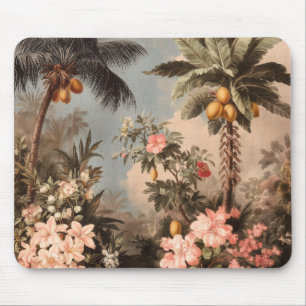 Vintage Tropical Paradise with Palm Trees Mouse Pad