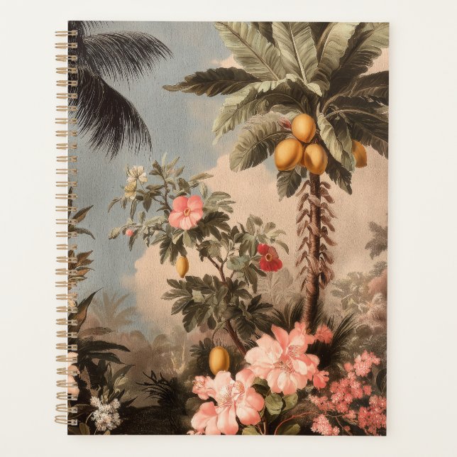 Vintage Tropical Paradise with Palm Trees Planner (Front)