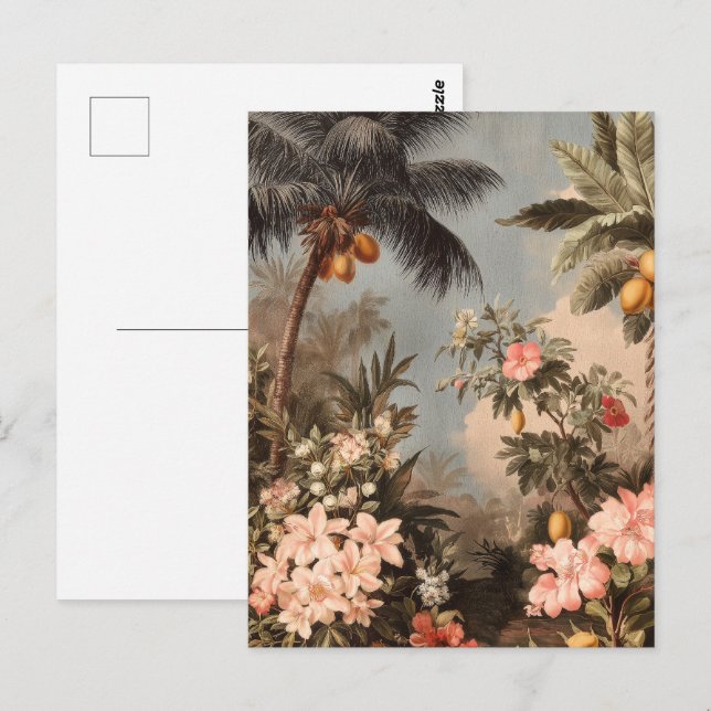 Vintage Tropical Paradise with Palm Trees Postcard (Front/Back)