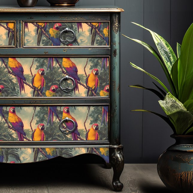 Vintage Tropical Parrots Victorian Upcycling Tissue Paper (Creator Uploaded)