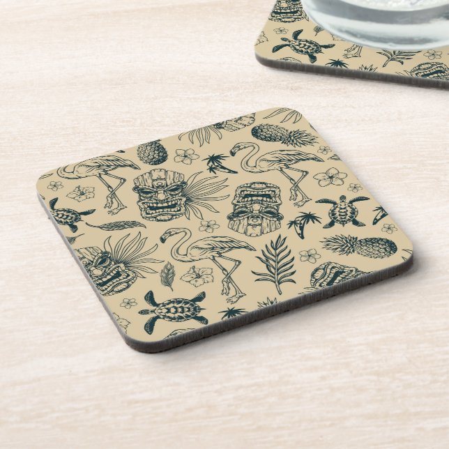 Vintage Tropical Pattern Coaster (Left Side)