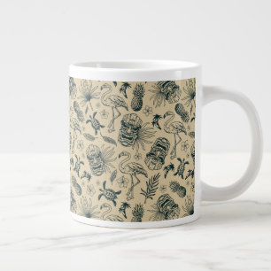 Vintage Tropical Pattern Large Coffee Mug